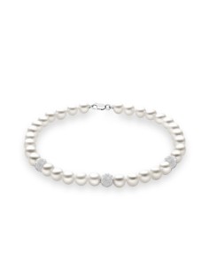 Bracciale Perle di Acquadolce e sfere diamantate Comete Gioielli - Gioielleria Usai