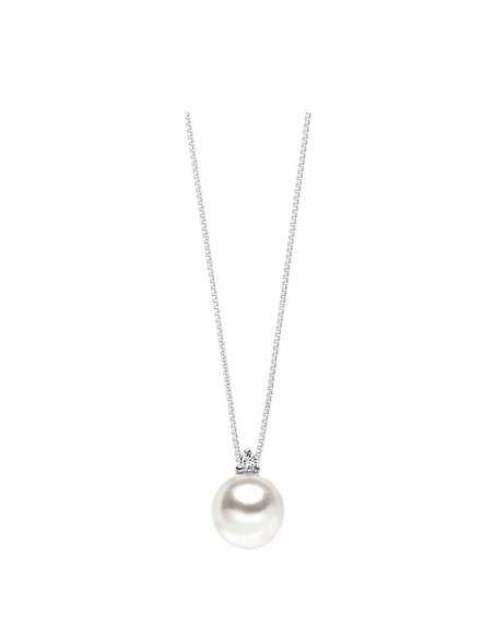 Collana Punto Luce Perla in Oro e Diamante – Acquista Online su Gioielleria Usai
