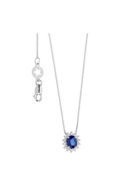 Girocollo Oro Bianco Diamanti e Zaffiro Blu – Acquista Online