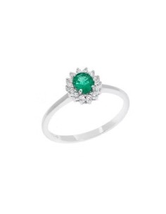 Anello Oro Bianco con Smeraldo e Diamanti – Acquista Online