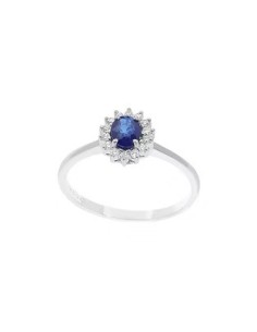 Anello Oro Bianco con Zaffiro Blu e Diamanti – Acquista Online