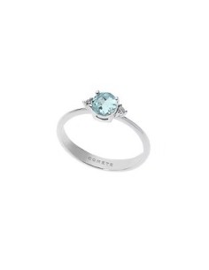 Anello Oro Bianco con Acquamarina Tonda e Diamanti – Acquista Online