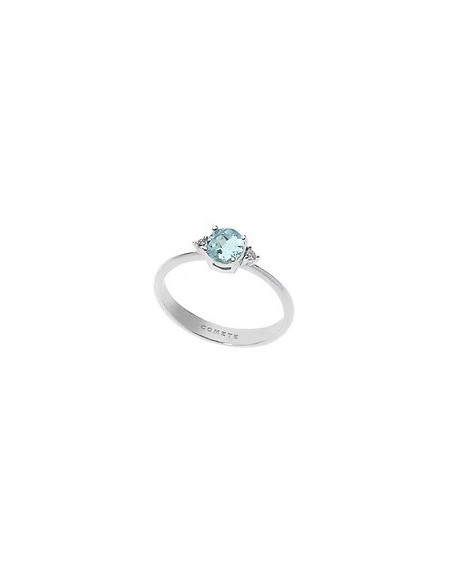 Anello Oro Bianco con Acquamarina Tonda e Diamanti – Acquista Online