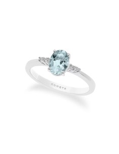 Anello Oro Bianco con Acquamarina Ovale e Diamanti – Acquista Online
