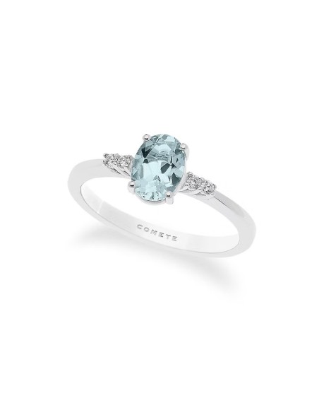 Anello Oro Bianco con Acquamarina Ovale e Diamanti – Acquista Online