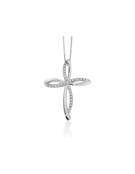Collana Croce in Oro Bianco e Diamanti – Acquista Online