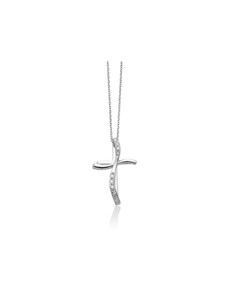 Collana Croce in Oro Bianco e Diamante – Acquista Online