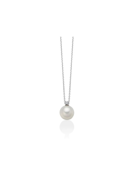 Collana Perla Oriente e Diamante in Oro Bianco – Acquista Online
