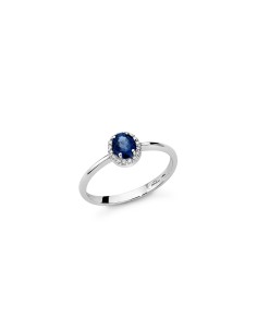 Anello Zaffiro Blu e Diamanti in Oro Bianco – Acquista online