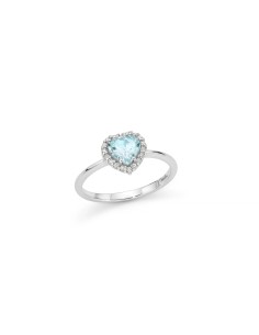 Anello Cuore Oro Bianco con Acquamarina e Diamanti – Acquista Online