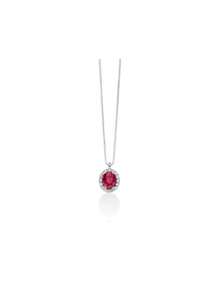 Collana Rubino e Diamanti in Oro Bianco – Acquista Online