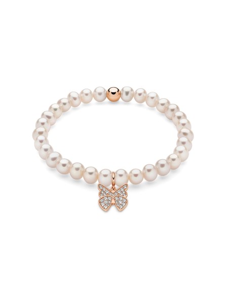 Bracciale Oriente con Perle e Farfalla in Argento Rosa – Acquista Online