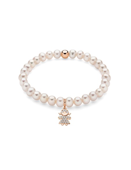 Bracciale Elastico Perle Vere Oriente con Pendente Bambina – Acquista Online