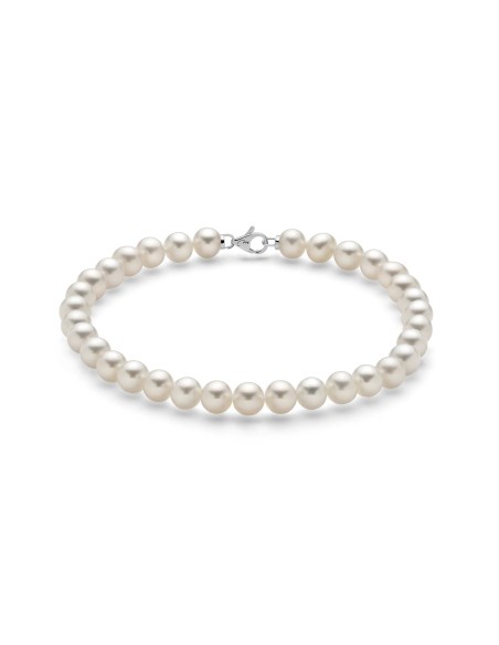 Bracciale di Perle Vere Oriente con Chiusura in Oro Bianco