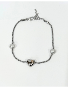 Bracciale Miluna in Argento e Dettaglio in Oro Rosa con Perle