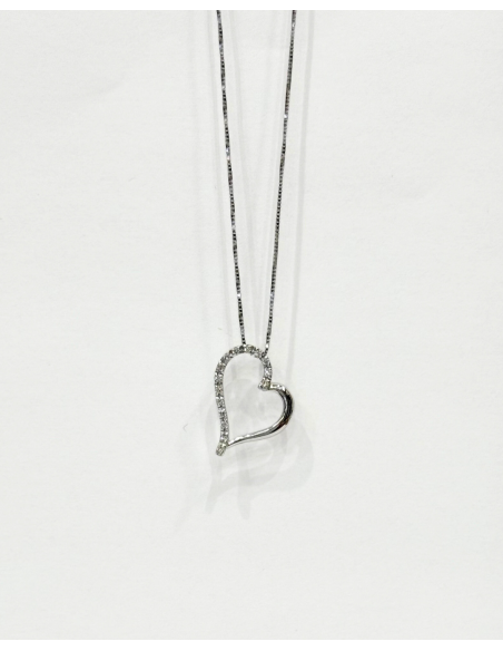 Collana Miluna Cuore in Oro Bianco con Diamanti 0,075 ct – CLD2890