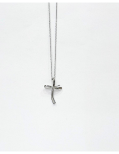 Collana Miluna Croce Oro Bianco con 3 Diamanti 0,014 ct – CLD4256