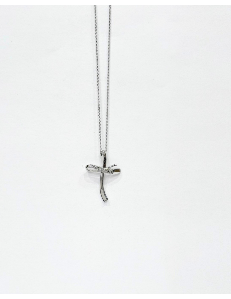 Collana Miluna Croce Oro Bianco con 3 Diamanti 0,014 ct – CLD4256