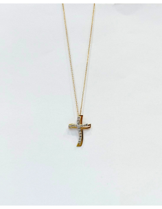 Collana Miluna Croce Oro Giallo con Diamante  – CLD4304