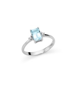 Anello Miluna Oro Bianco con Acquamarina Ottagonale e Diamanti – LID3627