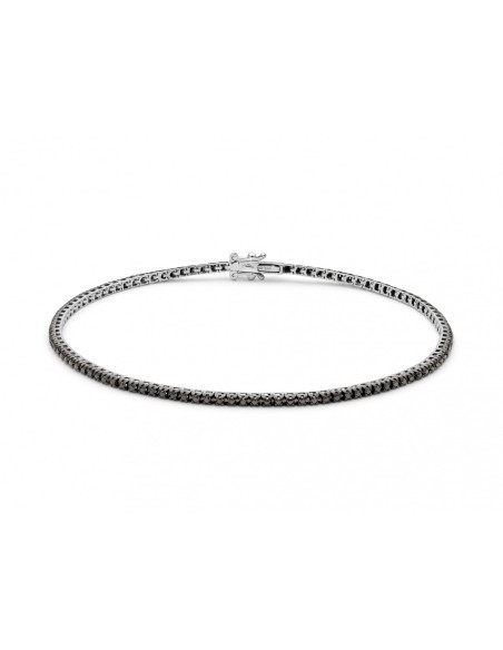 Bracciale Tennis Uomo Miluna Oro Bianco con Diamanti Neri 66 Punti – BRD863-066N