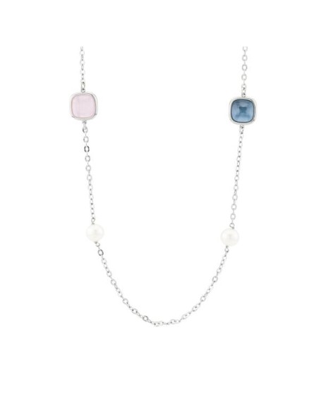 Collana Lunga con Cristalli Rosa e Perle Naturali | Collezione Crisette