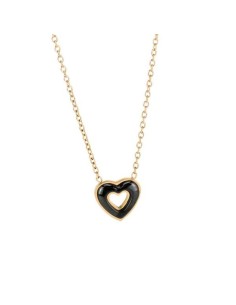 Collana Cuore in Ceramica Nera | Oro Giallo o Rodiata | Collezione Ceramica