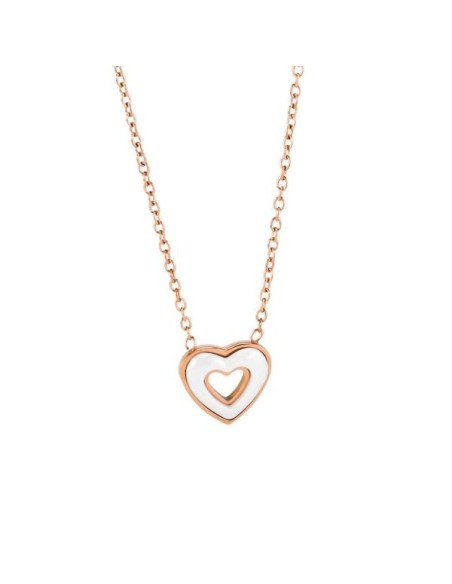 Collana Cuore in Ceramica Bianca Oro Rosa – Collezione Ceramica