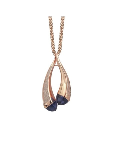 Collana Doppio Filo Oro Rosa con Cristalli Light Sapphire – Caleida