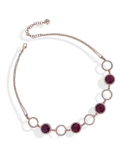 Collana Doppio Filo Oro Rosa con Cristalli Rosso Tormalina – Sharada