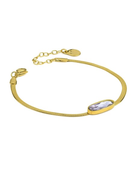 Bracciale Morbido Placcato Oro con Cristallo – Varianti Colore