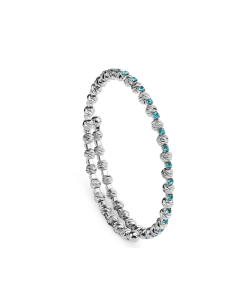 Bracciale Rodiato con Boules e Cristalli Azzurri – Collezione Luminosa