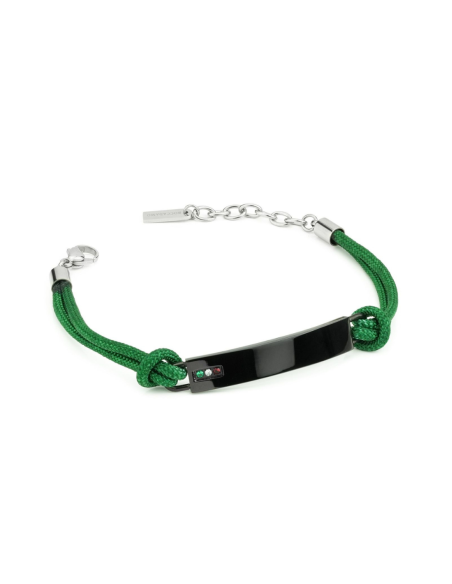 Bracciale Uomo in Acciaio con Cordino Verde e Zirconi Tricolore – Acquista Online