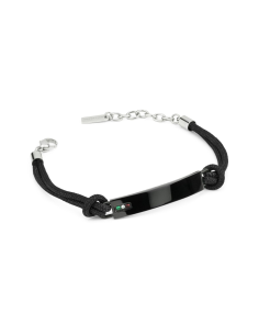 Bracciale Uomo in Acciaio con Cordino Nero e Zirconi Tricolore – Acquista Online