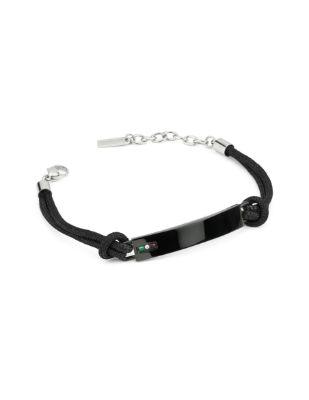 Bracciale Uomo in Acciaio con Cordino Nero e Zirconi Tricolore – Acquista Online