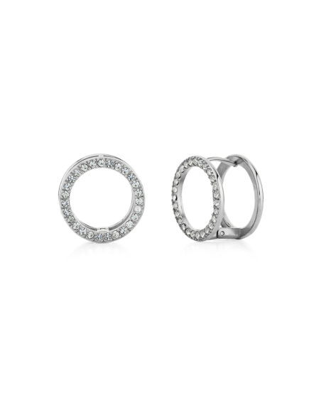 Orecchini Donna Cerchio Vuoto con Strass in acciaio oro giallo o rodio | Gioielleria Usai