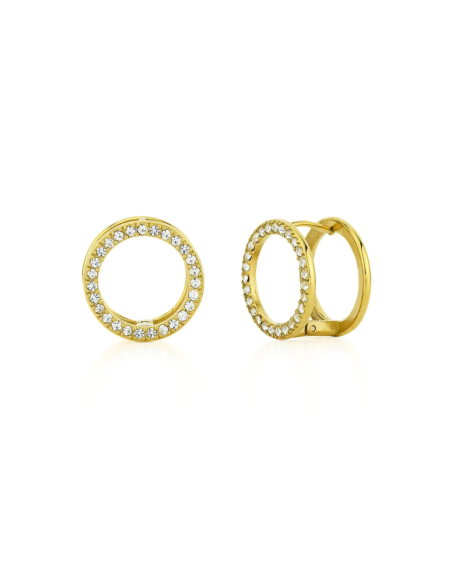 Orecchini Donna Cerchio Vuoto con Strass in acciaio oro giallo o rodio | Gioielleria Usai
