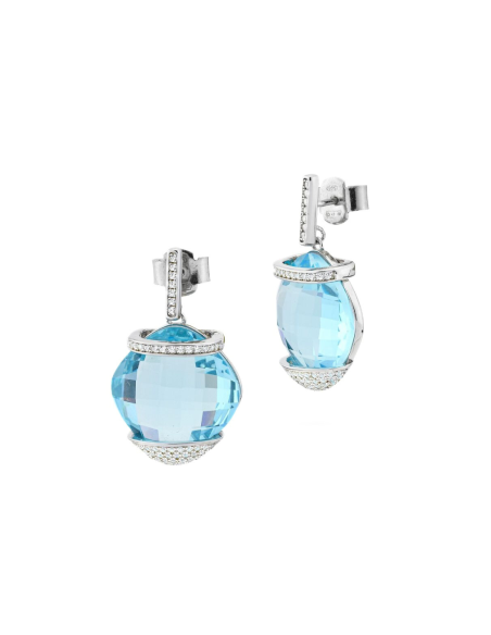 Orecchini Donna in argento con cristallo acquamarina e zirconi