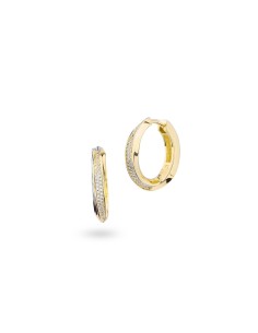 Orecchini Donna a cerchio placcati oro giallo con pavé di zirconi