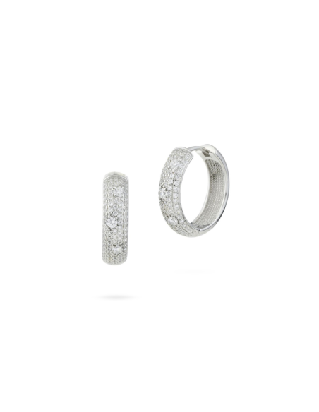 Orecchini cerchio argento con pavé zirconi – OR878 | Eleganza luminosa