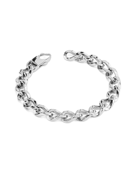 Bracciale Uomo Maglia Grumetta Elica in Acciaio Rodiato – Collezione MAN