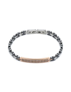 Bracciale Uomo PVD Nero e Oro Rosa con Zirconi – Collezione MAN