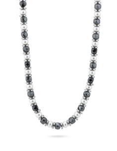 Collana uomo in acciaio con onice e perle sintetiche – Collezione MAN