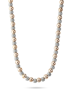Collana uomo acciaio con boule oro rosa e diamantate – Collezione MAN