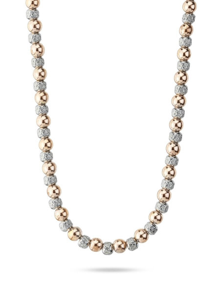 Collana uomo acciaio con boule oro rosa e diamantate – Collezione MAN