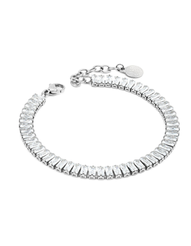 Bracciale Tennis con Cristalli Baguette – Placcatura Rodiato o Oro Giallo