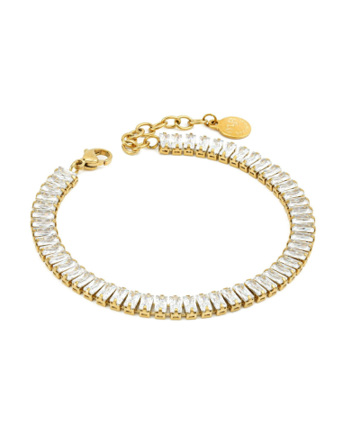 Bracciale Tennis con Cristalli Baguette – Placcatura Rodiato o Oro Giallo