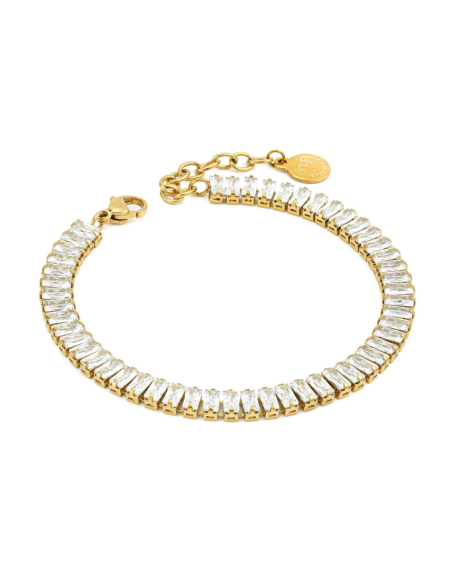 Bracciale Tennis con Cristalli Baguette – Placcatura Rodiato o Oro Giallo