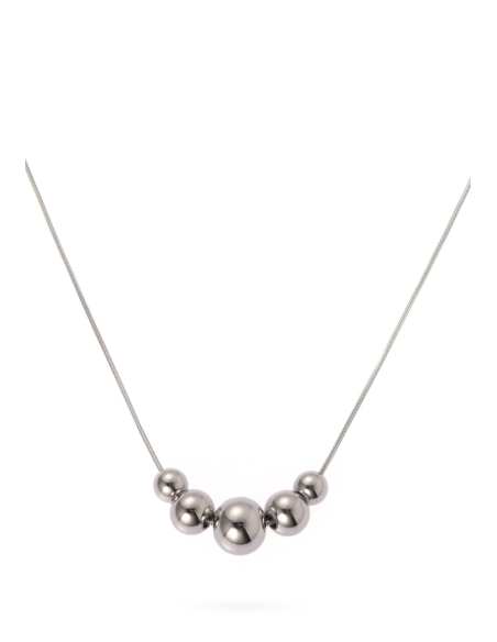Collana con 5 Boules in acciaio  – Elegante girocollo luminoso | Gioielleria Usai