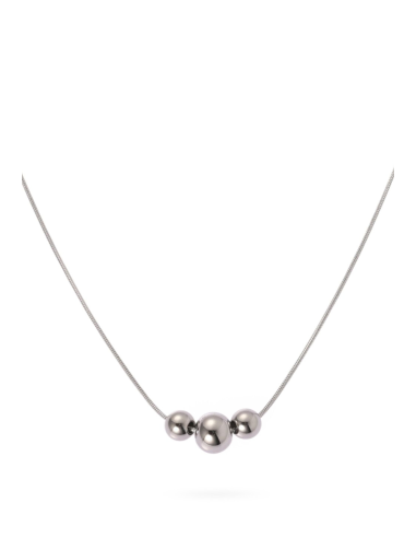 Collana tre boules centrali acciaio – Eleganza moderna | Gioielleria Usai